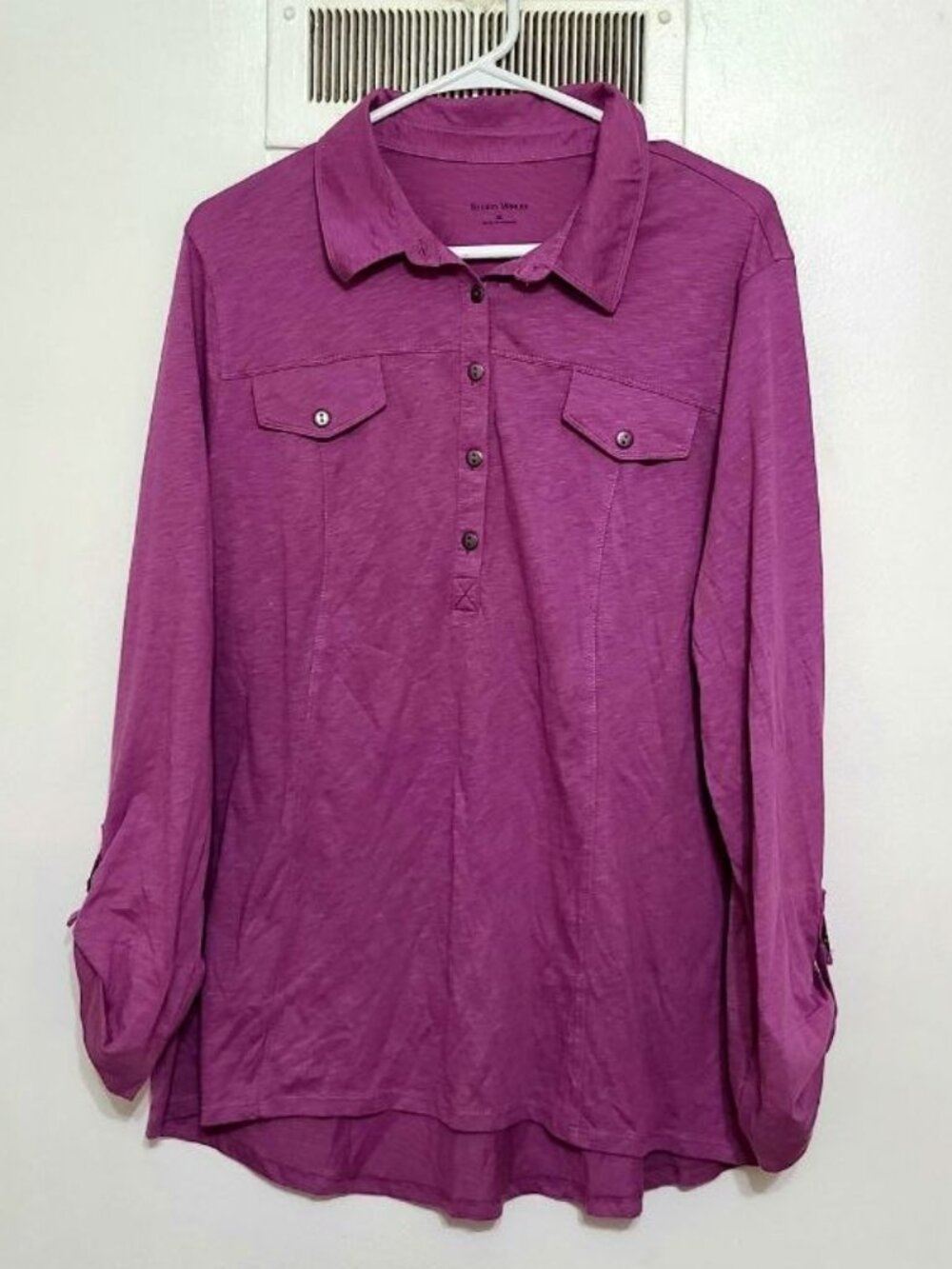 Half‑Button Roll‑Tab Shirt